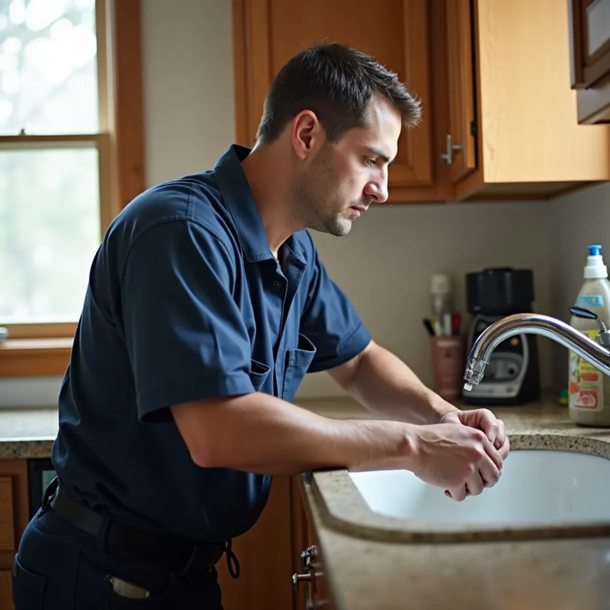 Ypsilanti master plumber servicing plumbing in a local home