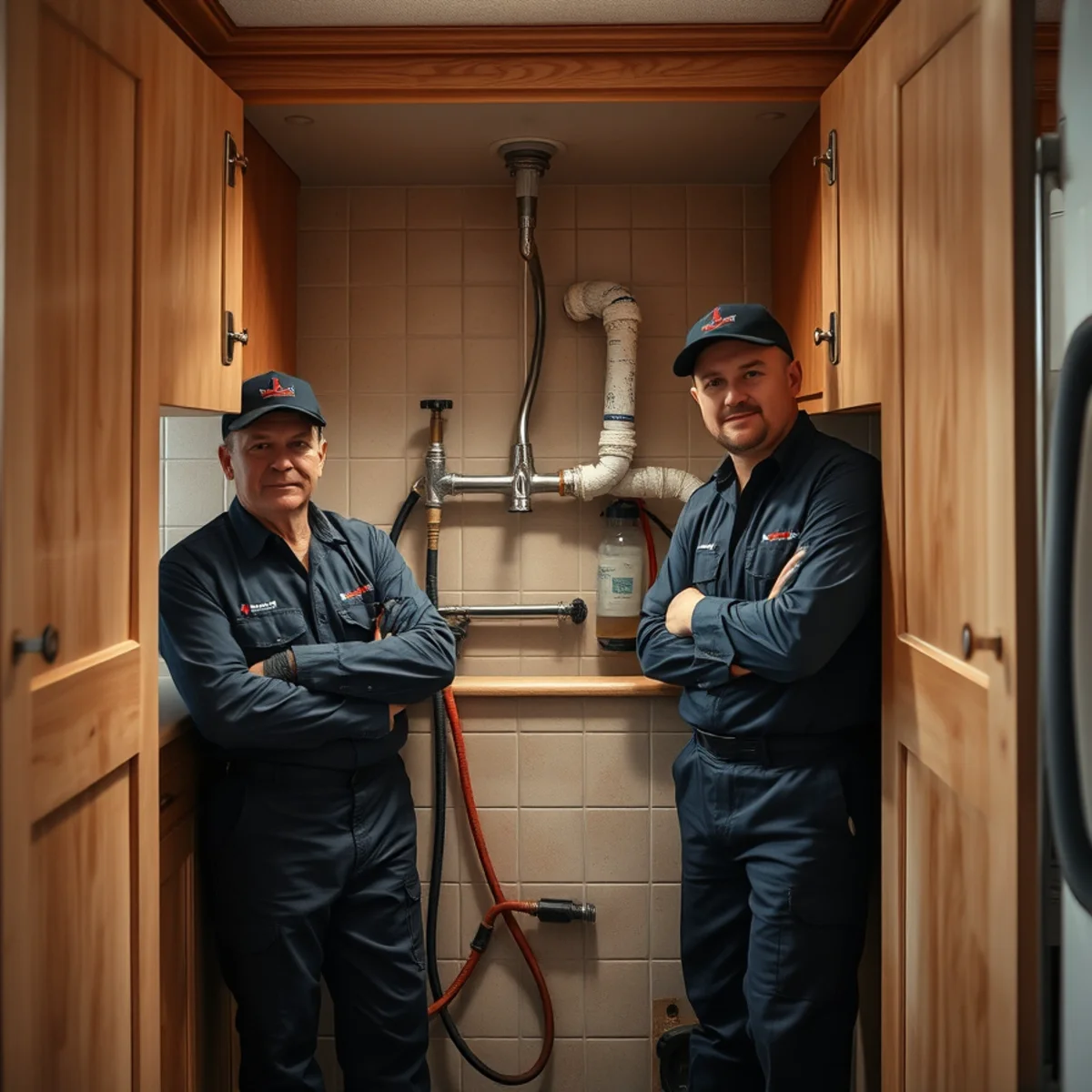 Insulated pipes and open cabinet doors preventing freezing in an older Ypsilanti MI home