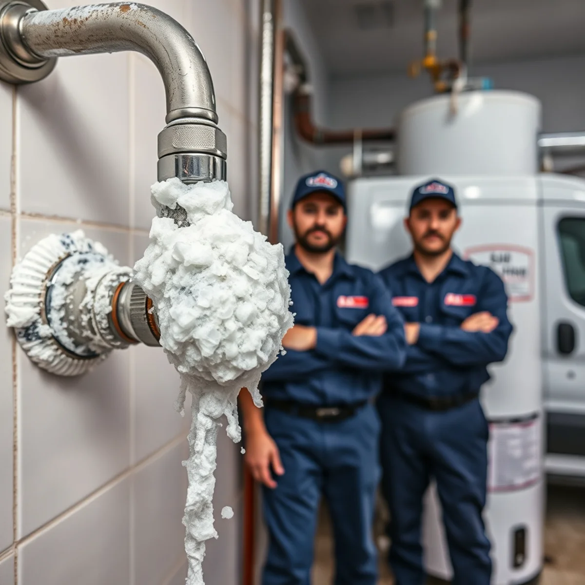 Hard water scale buildup on a faucet and inside a water heater in Washtenaw County MI