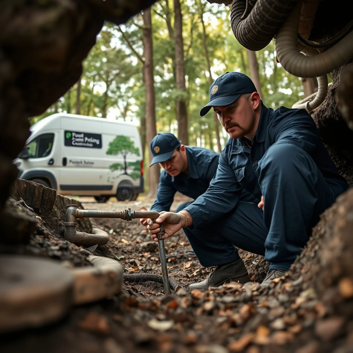 Plumber servicing a wooded well-water estate in Ann Arbor Township MI