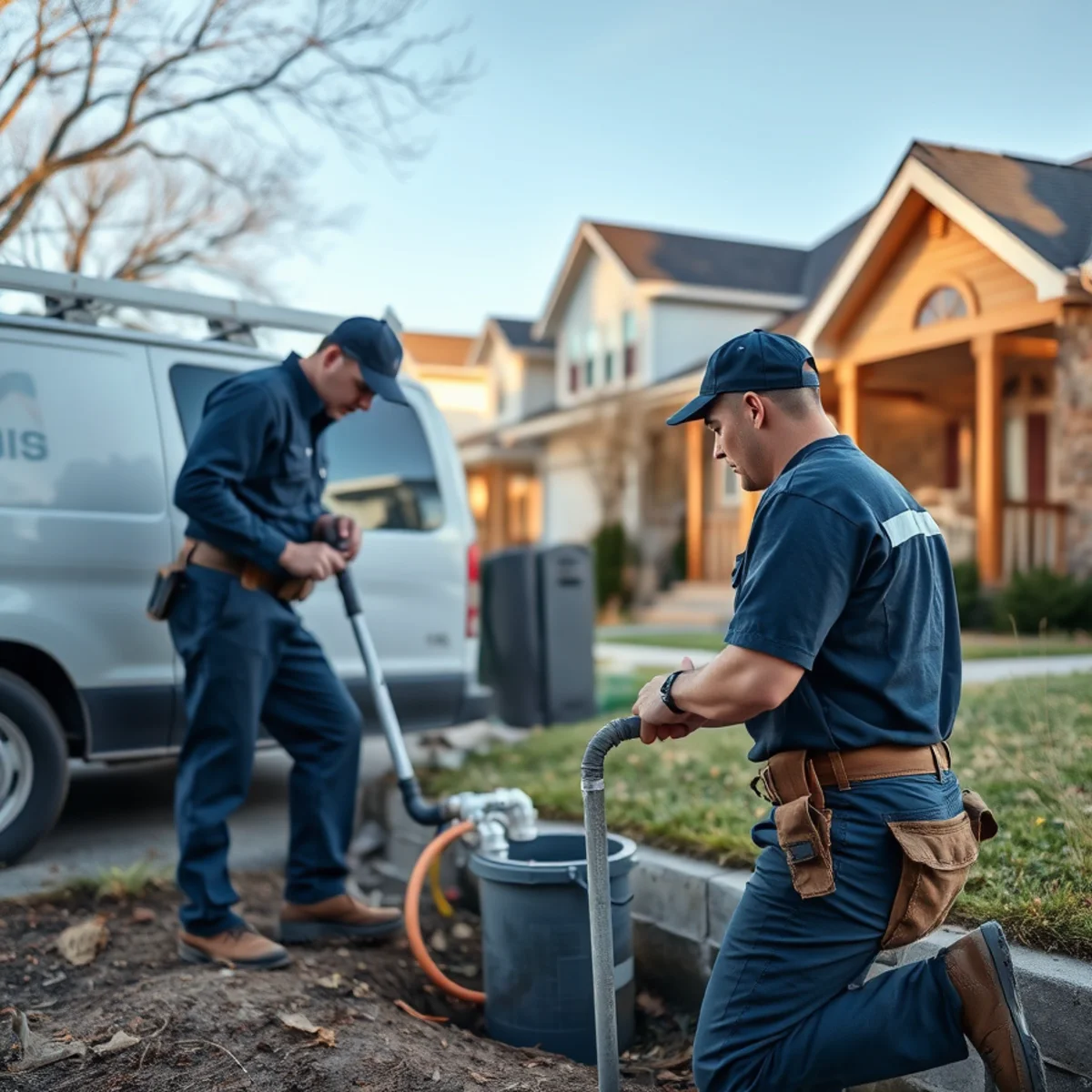 Plumber installing a sump and backwater system in a flood-prone Dearborn Heights MI basement