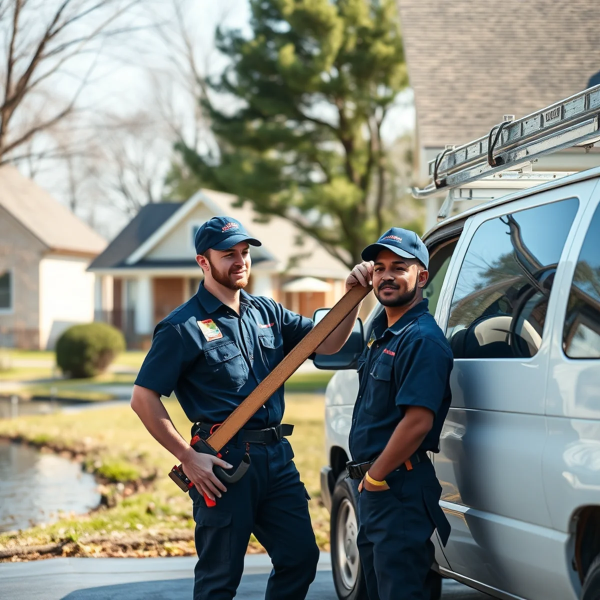 Plumber servicing a flood-prone home near the Huron River in Flat Rock MI