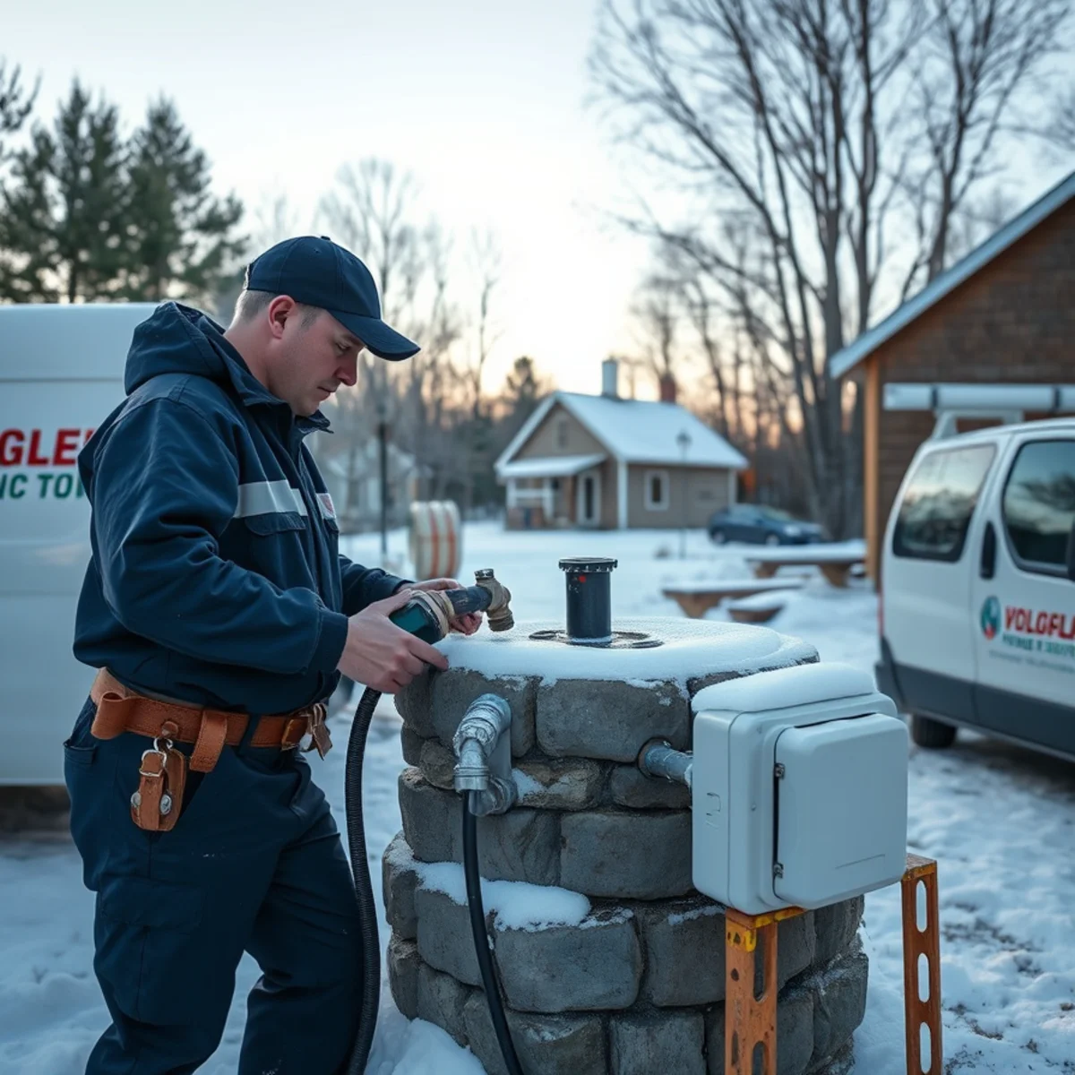 Plumber winterizing a Chain-of-Lakes cottage in Hamburg Township MI