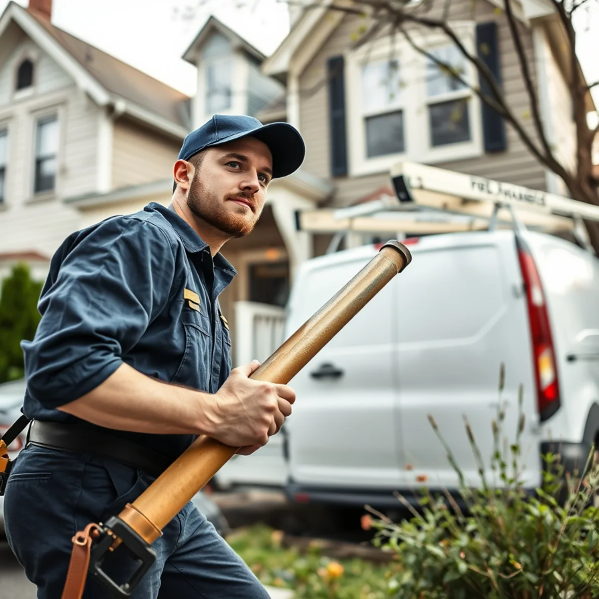 Plumber servicing an 1800s home in historic downtown Howell MI