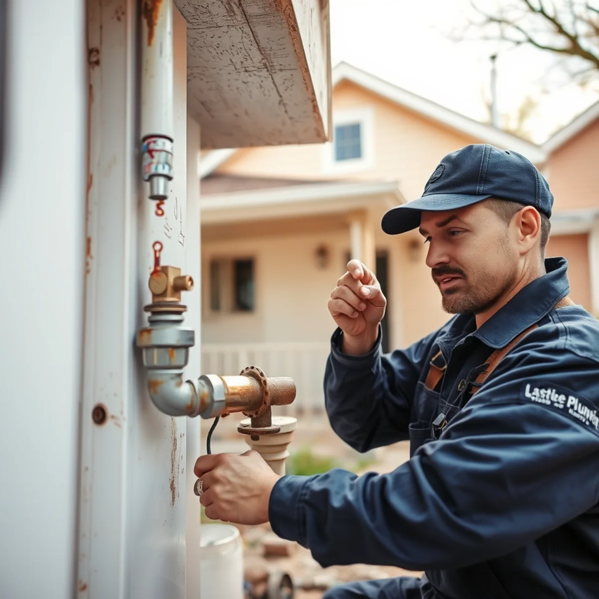 Plumber repairing a corroded galvanized supply line in an Inkster MI home