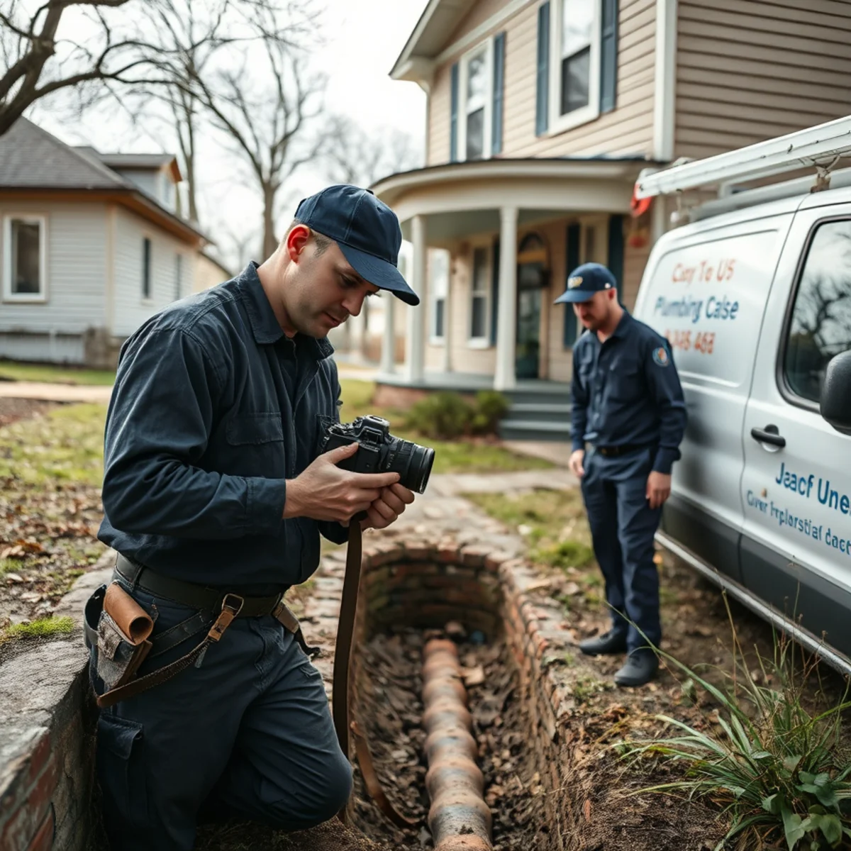 Plumber servicing an 1800s home on the River Raisin in Manchester MI
