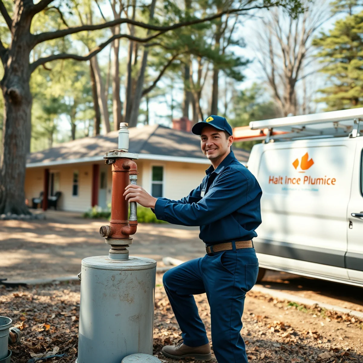 Plumber replacing a well pressure tank in Northfield Township MI