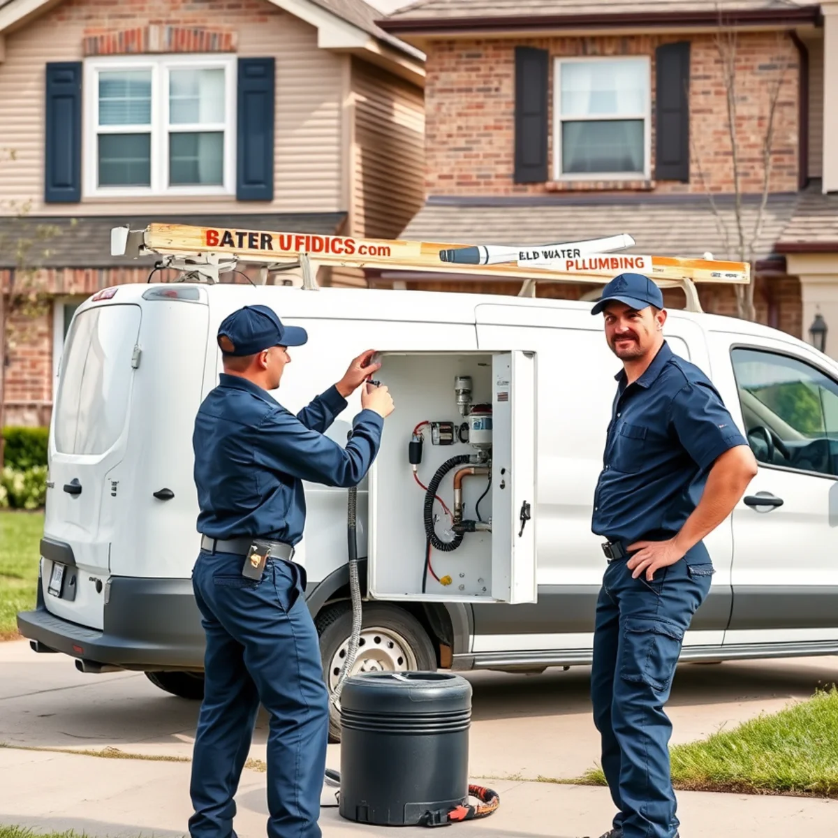 Plumber installing a water softener in a Novi MI subdivision home