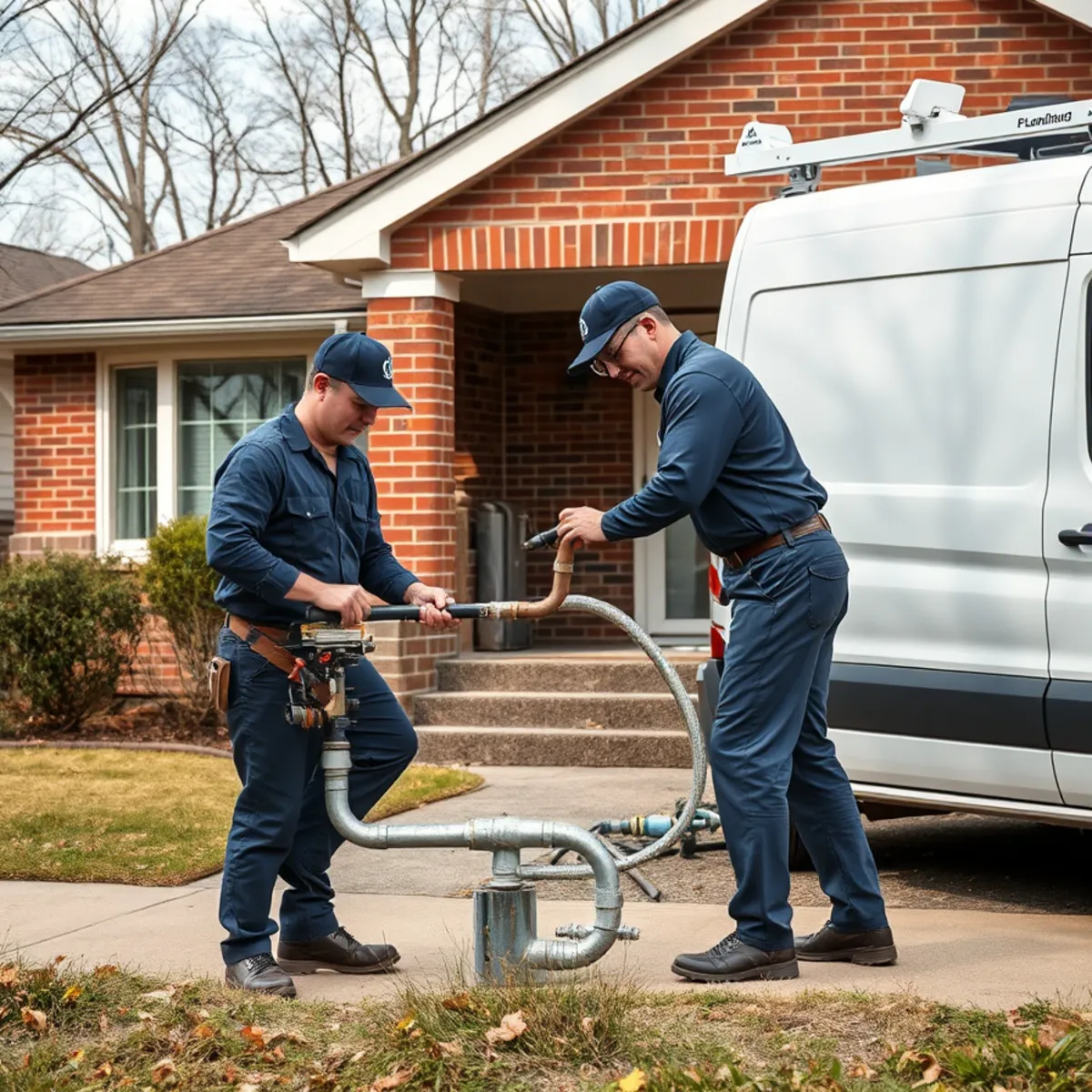 Plumber repiping galvanized lines in a 1950s brick bungalow in Redford Township MI