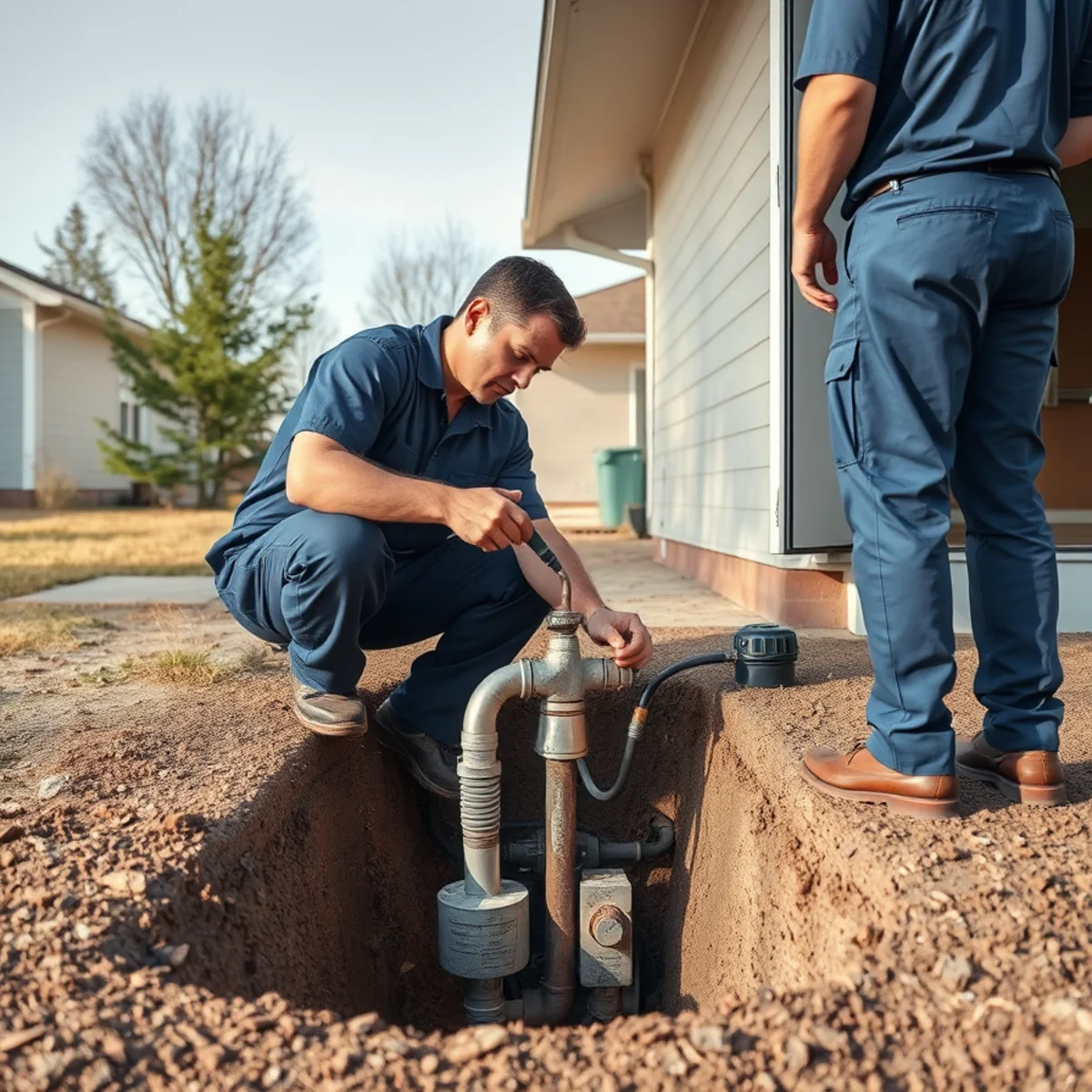 Plumber servicing a sump system near DTW airport in Romulus MI