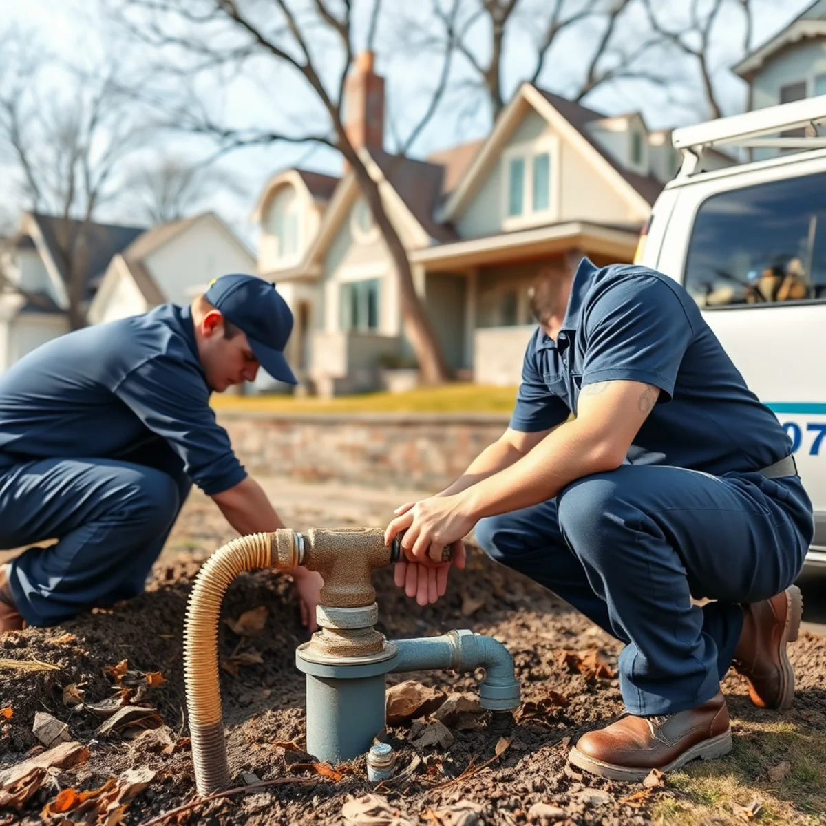 Plumber installing a sump system at a riverfront home in Trenton MI