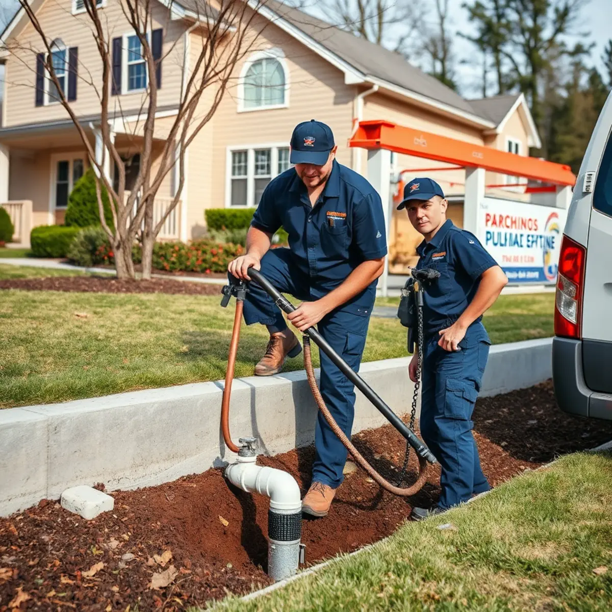 Plumber servicing a sump system in a Van Buren Township MI subdivision