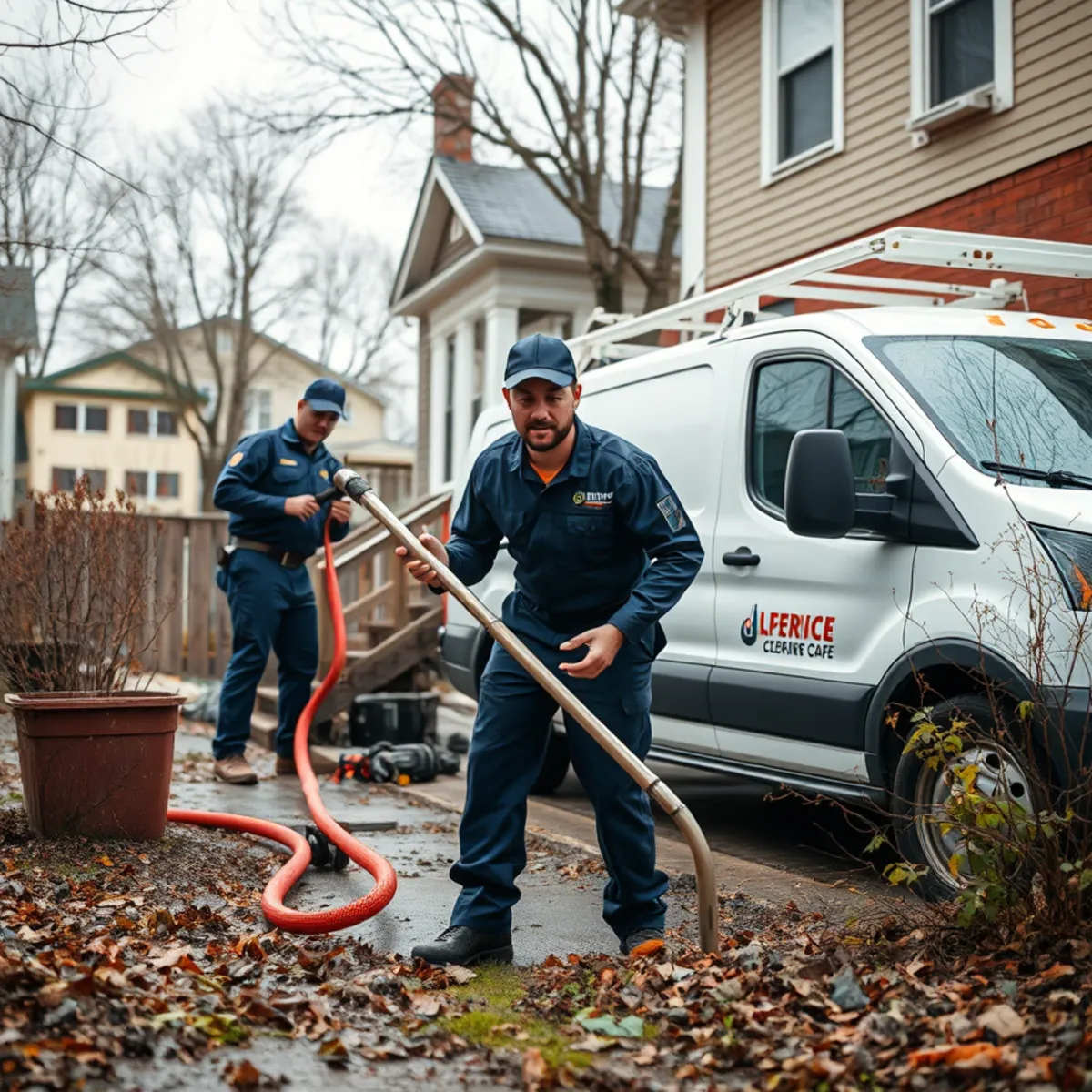 Plumber clearing a basement backup near the Rouge River in Wayne MI