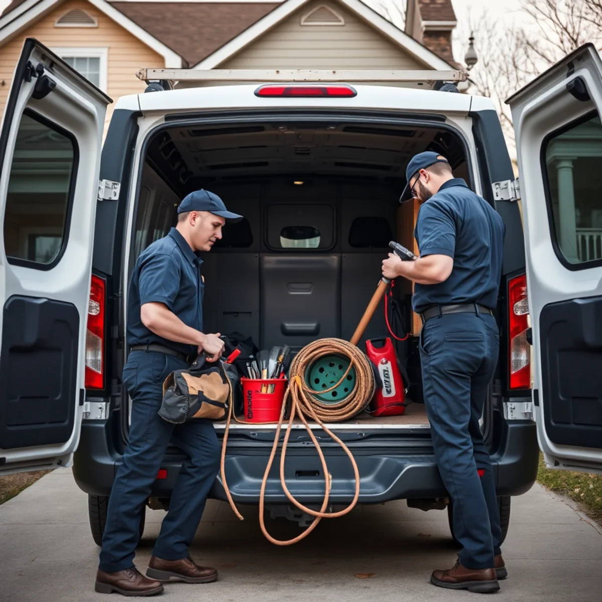 Ypsilanti Plumbing Pros plumber with tools and truck ready for a service call in Ypsilanti, MI